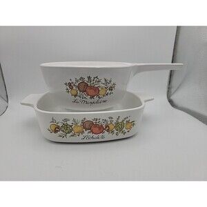 2 Vtg Corning Ware Dishes ~ 1½ Pint and 1 Qt ~ La Marjolaine ~ L'Echalote